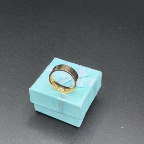Classic Unisex Gold-Tone Band Ring | Wedding, Promise, Fashion - Picture 5 of 5